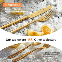 Load image into Gallery viewer, Luxury Gold Silverware - 20-Piece Flatware Set, Dishwasher Safe &amp; Elegant Design