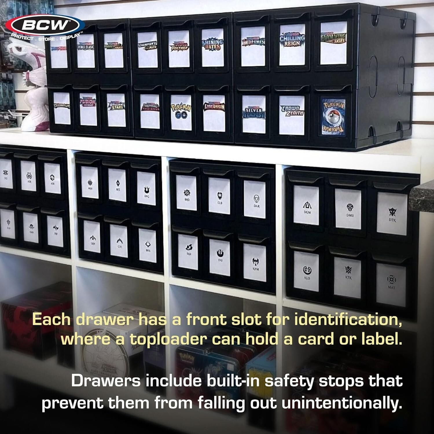 6-Drawer Stackable Trading Card Storage Box - Holds 700 Sports Cards/1150 Gam...