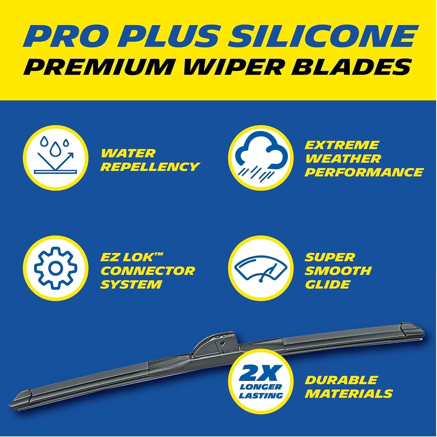 Premium 2-Pack Silicone Wiper Blades - Easy Installation for Multiple Vehicles