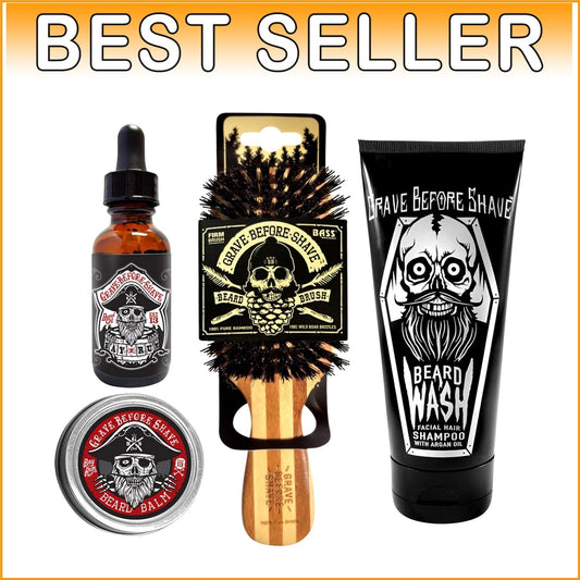 Moisturizing Beard Care Pack with Bay Rum Oil, Wash & Boar Hair Brush