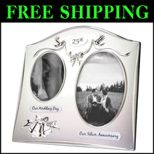 Load image into Gallery viewer, Interchangeable Mat Silver Plated Picture Frame for 25th Wedding Celebrations