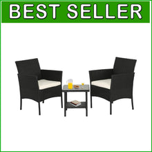 Load image into Gallery viewer, Comfortable Patio Wicker Chair Set with Glass Coffee Table for Yard Bliss
