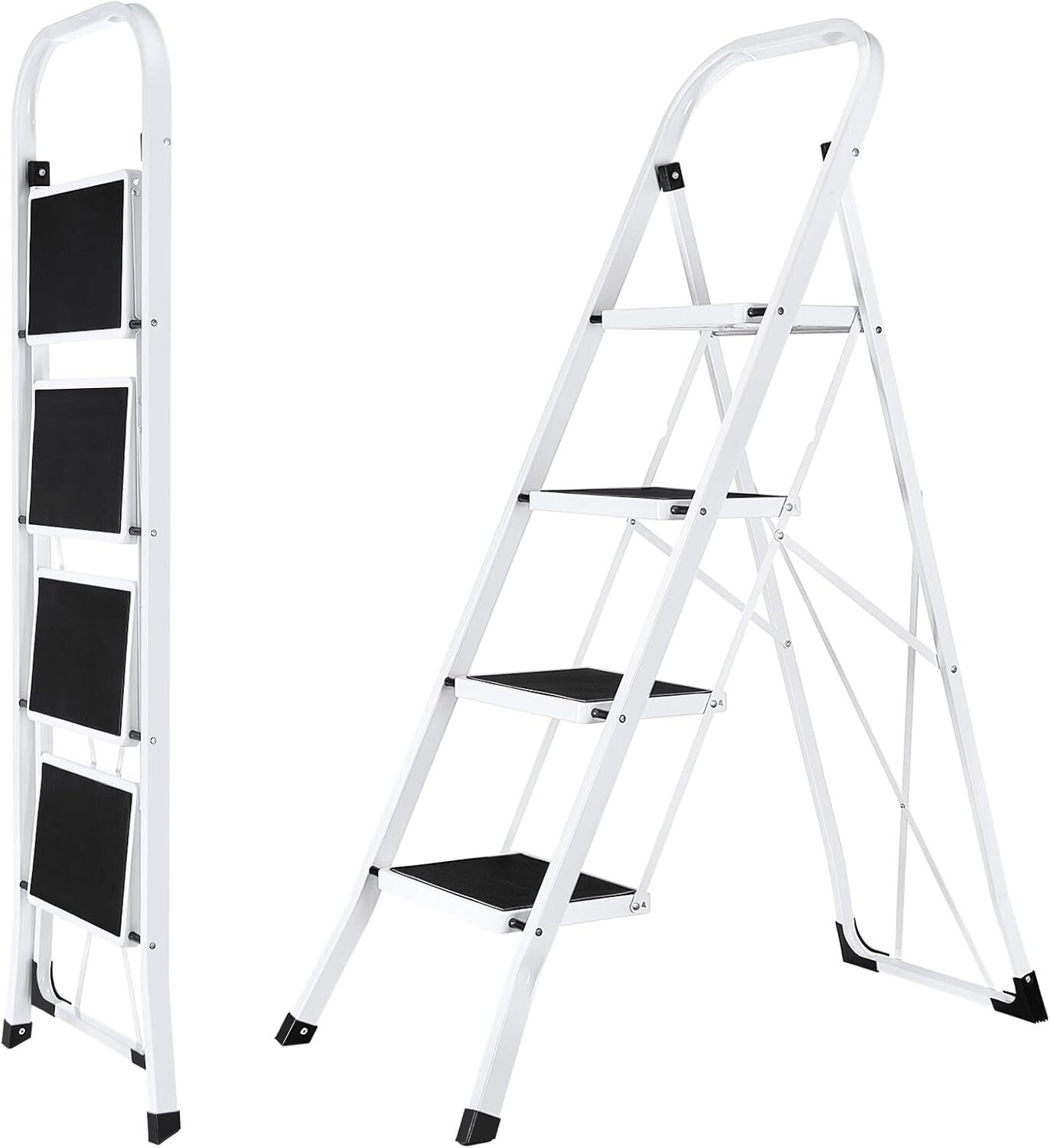 Ultra-Portable 4-Step Step Stool with Safety Handrails – Perfect for All Tasks