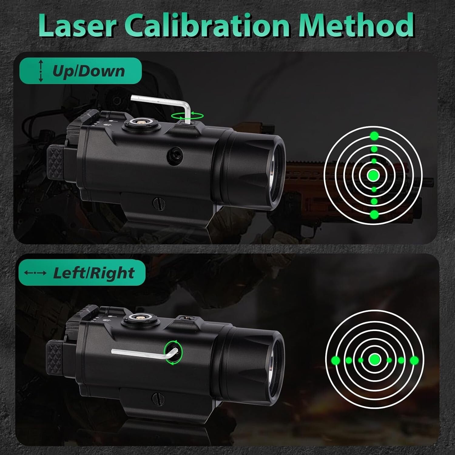 2250 Lumens Tactical Gun Light Laser Combo - Waterproof Rechargeable LED