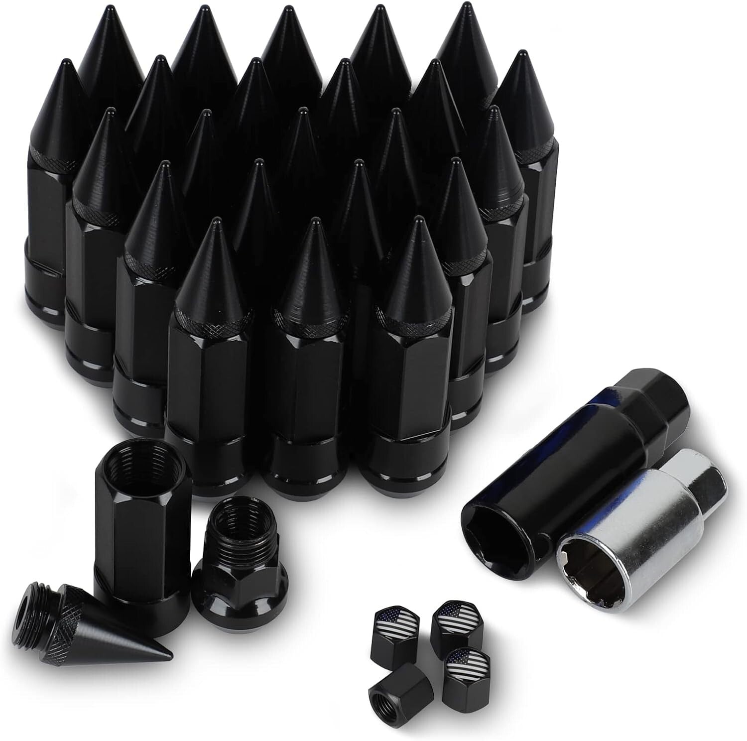 Durable 24PC M14X1.5 Lug Nuts Kit - Anti-Theft Alloy with Spline Keys Included