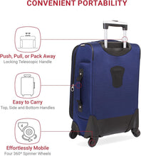 Load image into Gallery viewer, Blue 21-Inch Expandable Carry-On Luggage with Multi-Directional Spinner Wheels