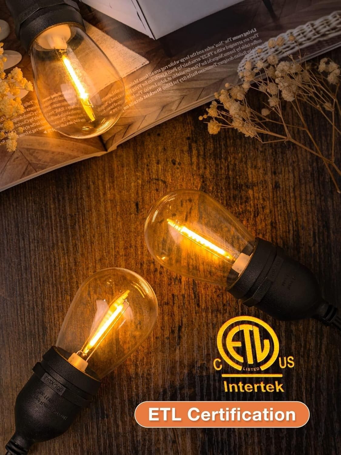 Commercial Grade 48FT LED Outdoor String Lights - Ideal for Gardens & Events