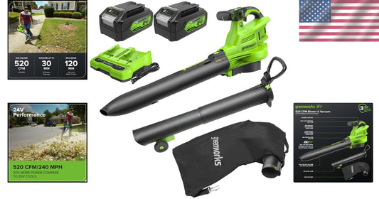 Cordless Green Leaf Blower/Vacuum - 48V Power with Adjustable Speed Control
