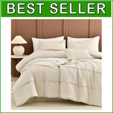 Load image into Gallery viewer, Wheat Color 3PC King Comforter Set - Soft, Lightweight &amp; Durable Cotton Bedding