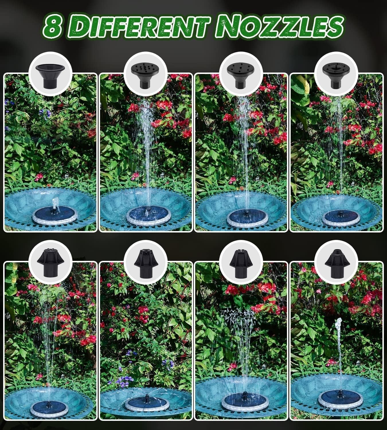 Elegant Solar Fountain Pump for Bird Bath - Matte Panel, 4W Power, Color Effects