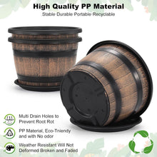 Load image into Gallery viewer, Elegant 14" Round Resin Flower Pots - 5-Gallon Whiskey Barrel Planter Design