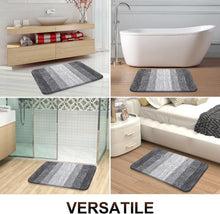 Load image into Gallery viewer, Plush 50x30 Quick Dry Bath Rug - Non-Slip Grey Microfiber with Rubber Backing