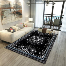 Load image into Gallery viewer, Whimsical 5' x 7' Black Polyester Floral Rug with Anti-Slip Design for Home Use