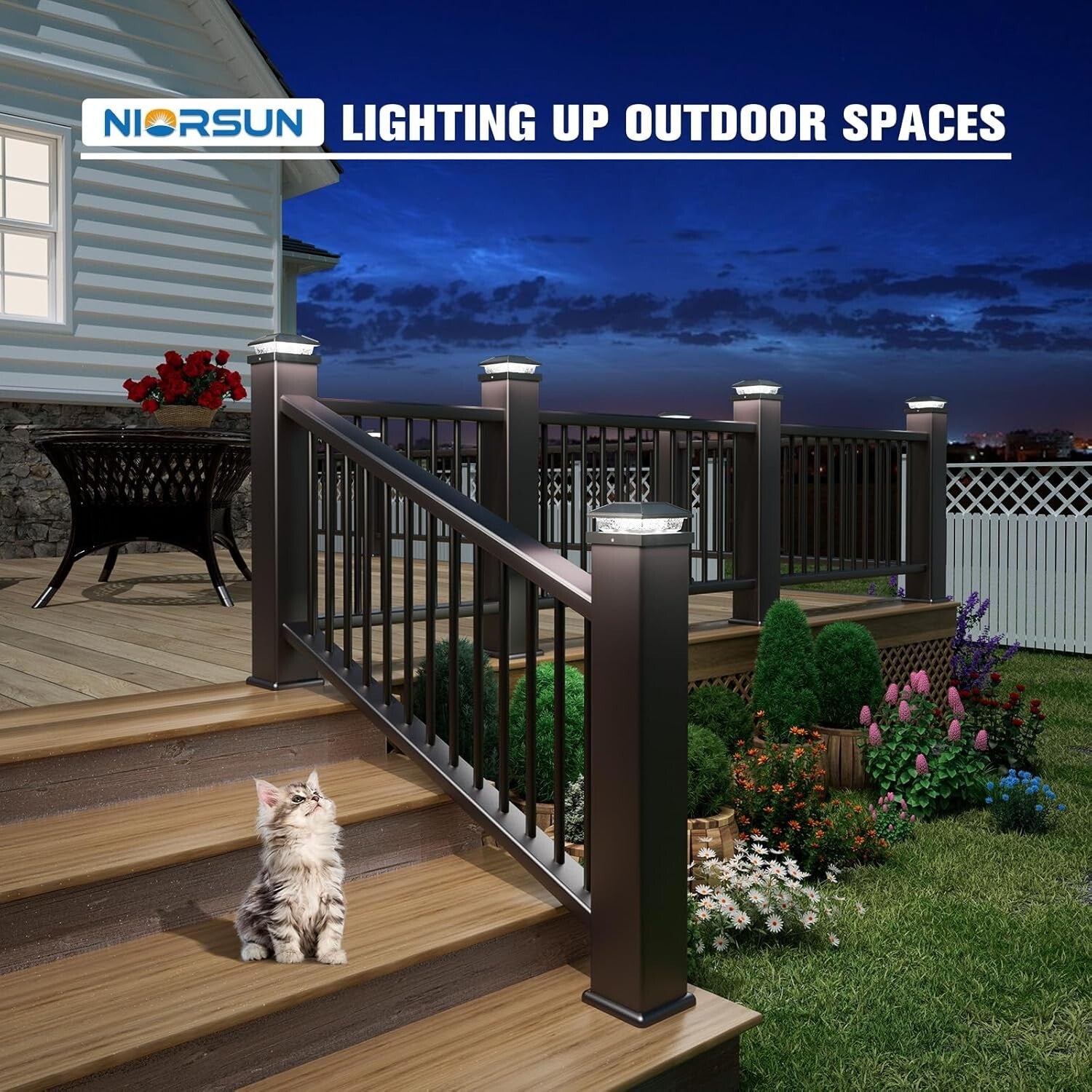 Bright LED Solar Post Lights - 4x4 Waterproof Yard Decor, 10+ Hours Illumination