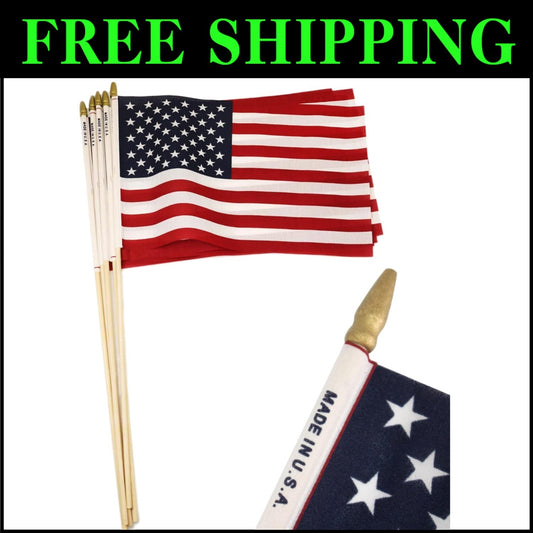 Durable 24pc Miniature American Flags on Birch Poles, Perfect for Celebrations