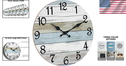 Elegant 16" Battery-Operated Wall Clock - Rustic Decor for Living Room & Office