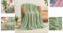Load image into Gallery viewer, Generous Size Cotton Throw Blanket - Stylish Sage Green for Modern Living Spaces