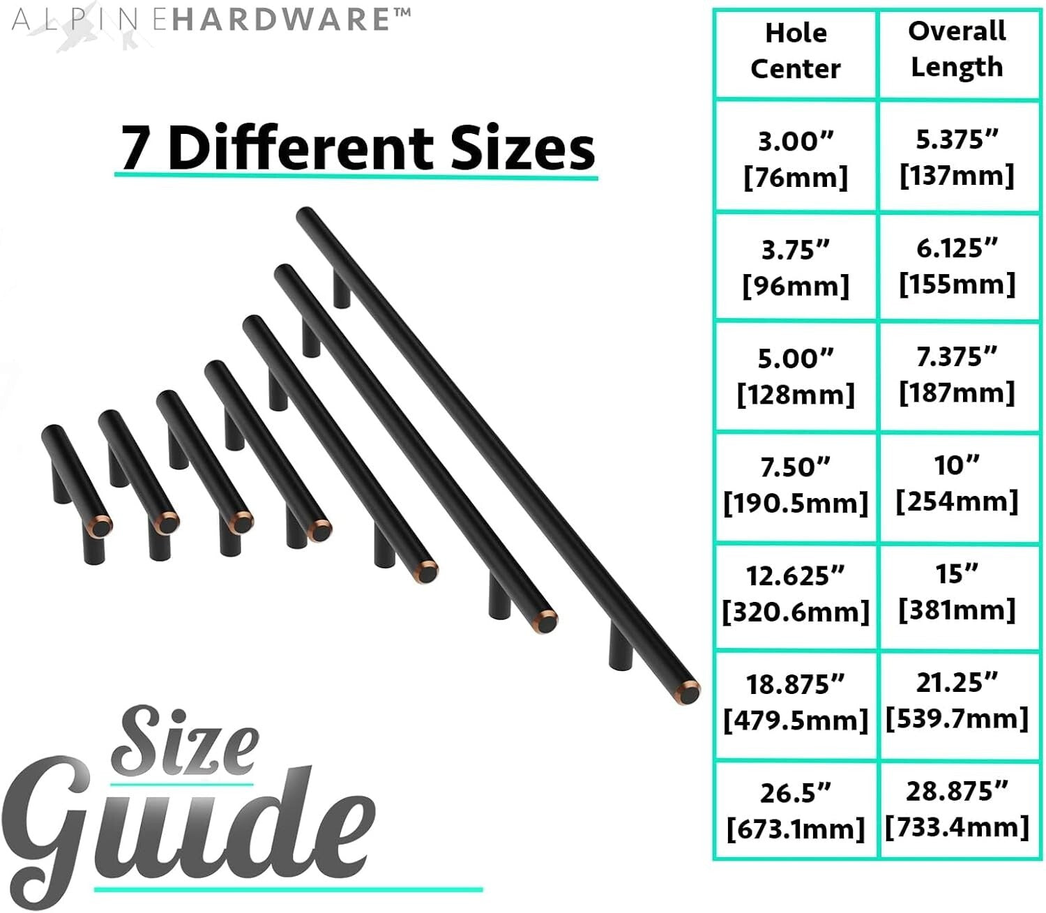 25 Pack Premium Stainless Steel Bar Pull Handles – 3In Center, Oil Rubbed Bronze