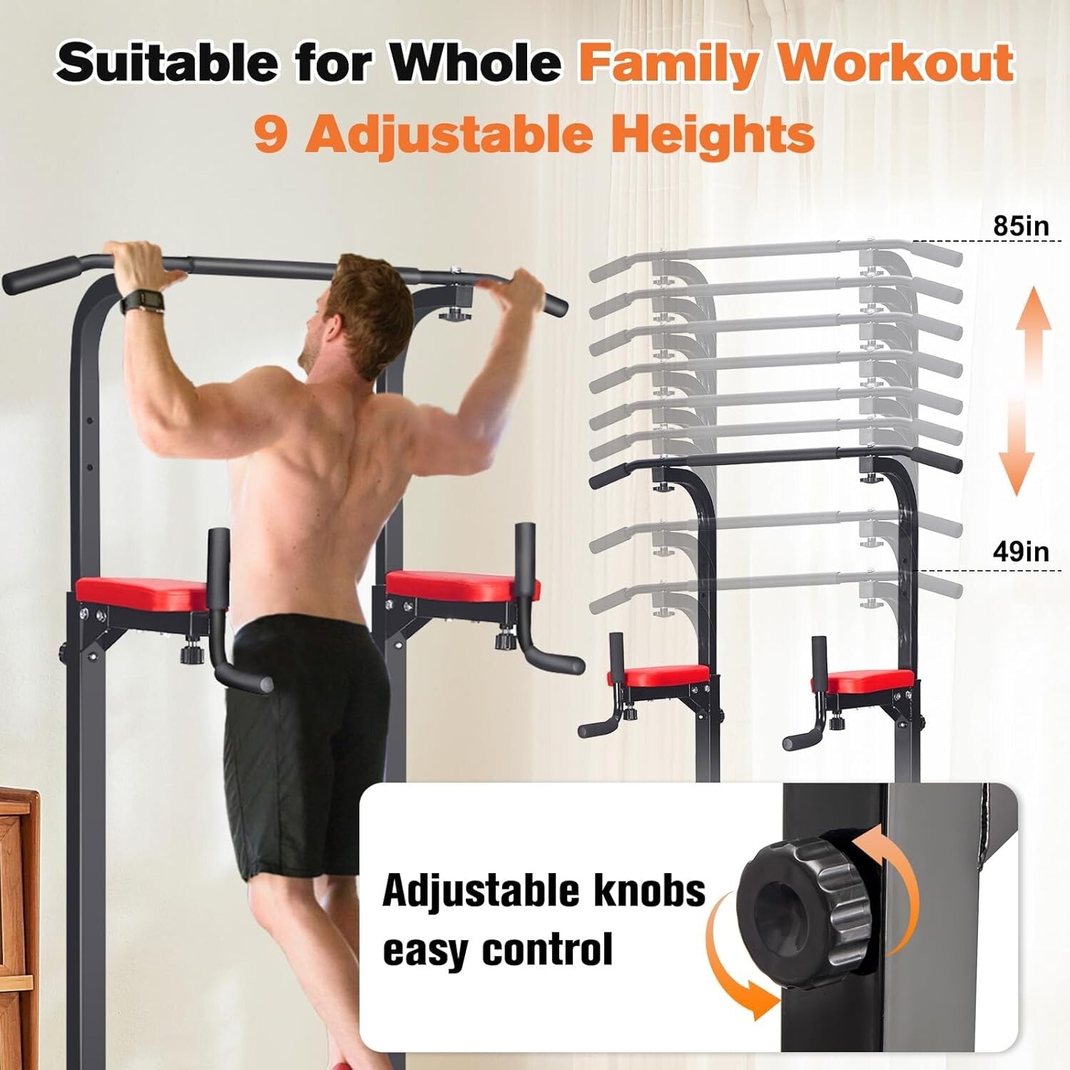 Multi-Functional Power Tower with Weight Support for Family-Friendly Training
