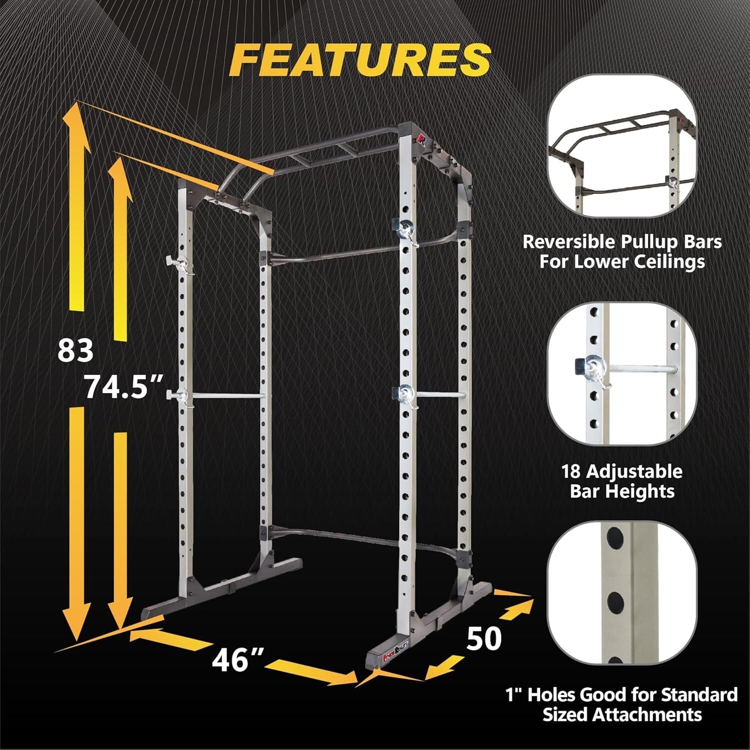 Heavy-Duty Power Cage Squat Rack – 800 lb Capacity, Adjustable Safety Bars