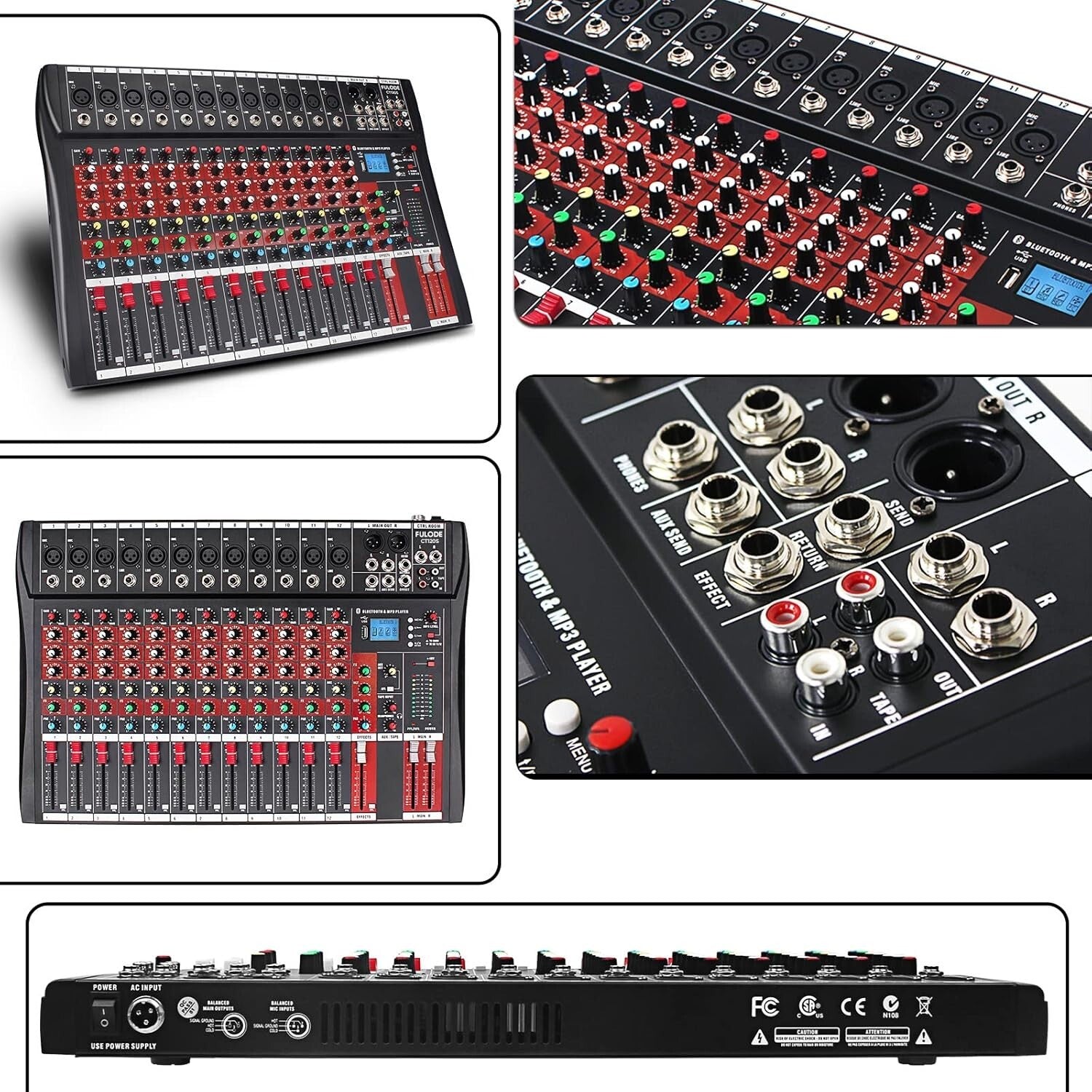 Versatile 12-Channel Bluetooth DJ Mixer with USB & LED Display for Beginners