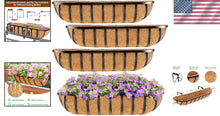 Load image into Gallery viewer, Elegant Rectangular 30" Railing Planter with Coco Liners - Add Rustic Charm!