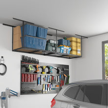 Load image into Gallery viewer, Adjustable Overhead Garage Storage Rack - Metal, 400lbs Capacity, Easy Install