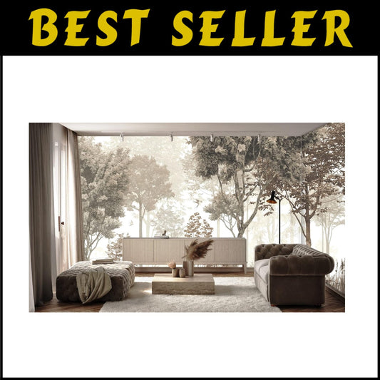 Vintage Forest Wallpaper Mural - Elegant Nature Design for Living Rooms
