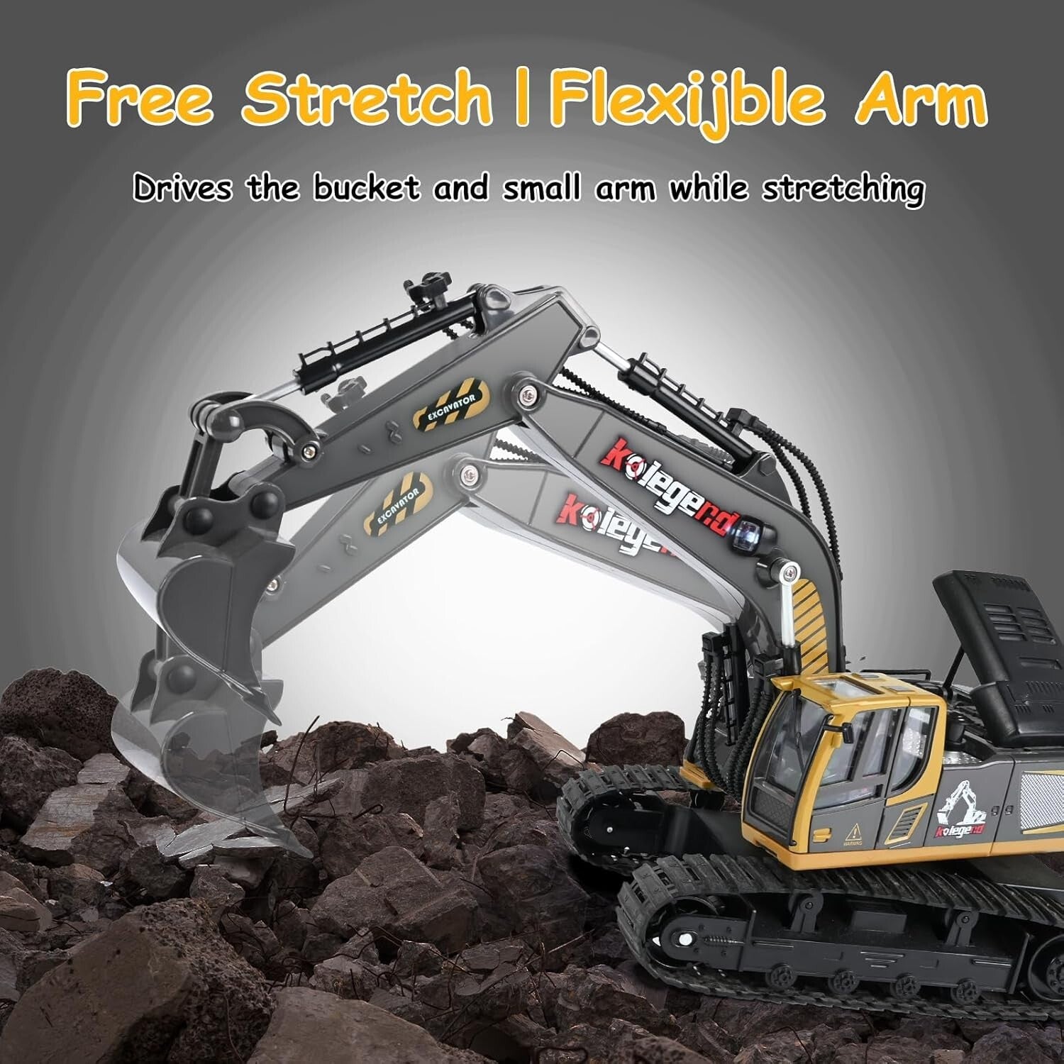 11-Channel RC Excavator - 16 Inch Realistic Construction Vehicle for Safe Fun