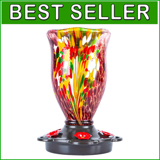 Artisan Glass Hummingbird Feeder - 25oz Capacity and Multipurpose Elegant Design
