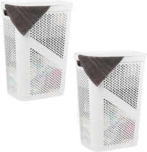 Load image into Gallery viewer, Set of 2 - 60L Slim Laundry Hampers with Ventilated Lid, Space-Saving Design