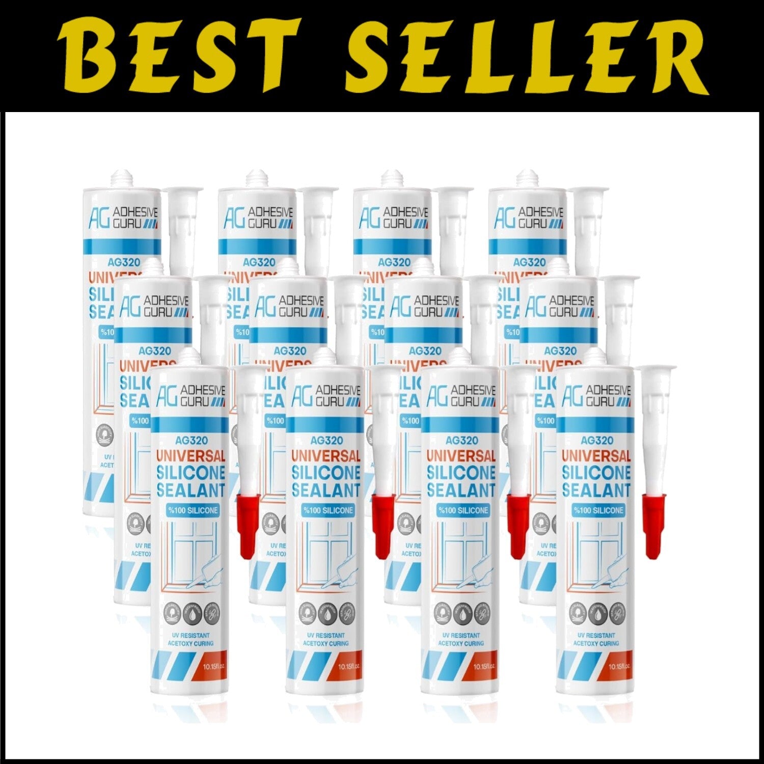 100% Silicone Clear Caulk Sealant - Weatherproof Adhesive for Indoor & Outdoor