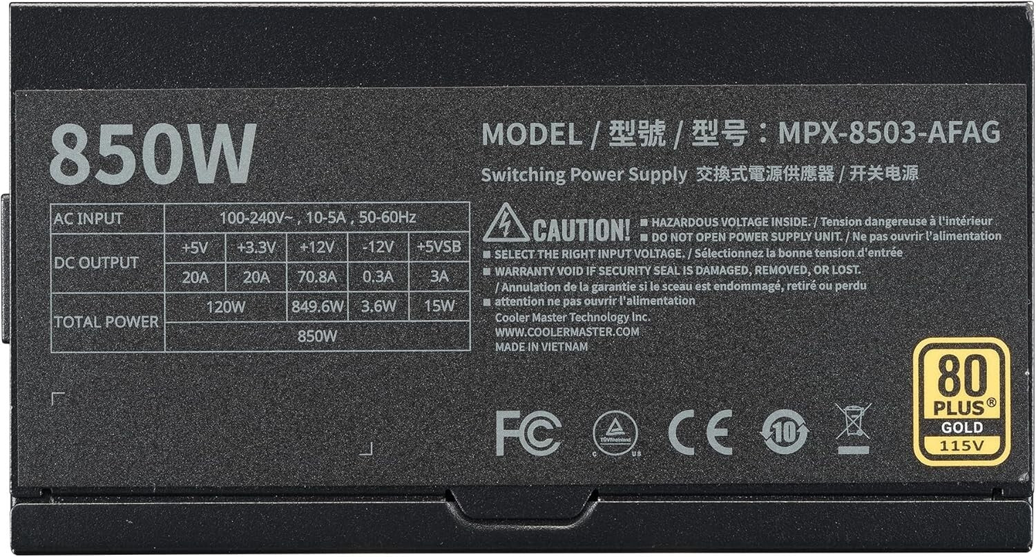 Efficient MWE Gold 850W ATX 3.1 PSU with Hexagonal Fan - Ideal for RTX 4090