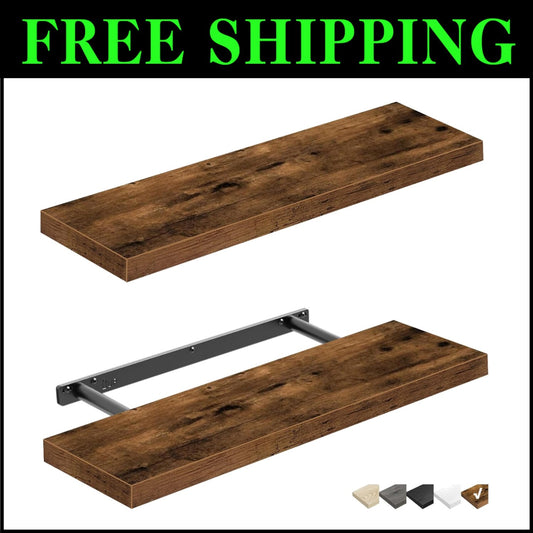 Multi-Functional 24'' Farmhouse Floating Wall Shelf Set for Home Organization