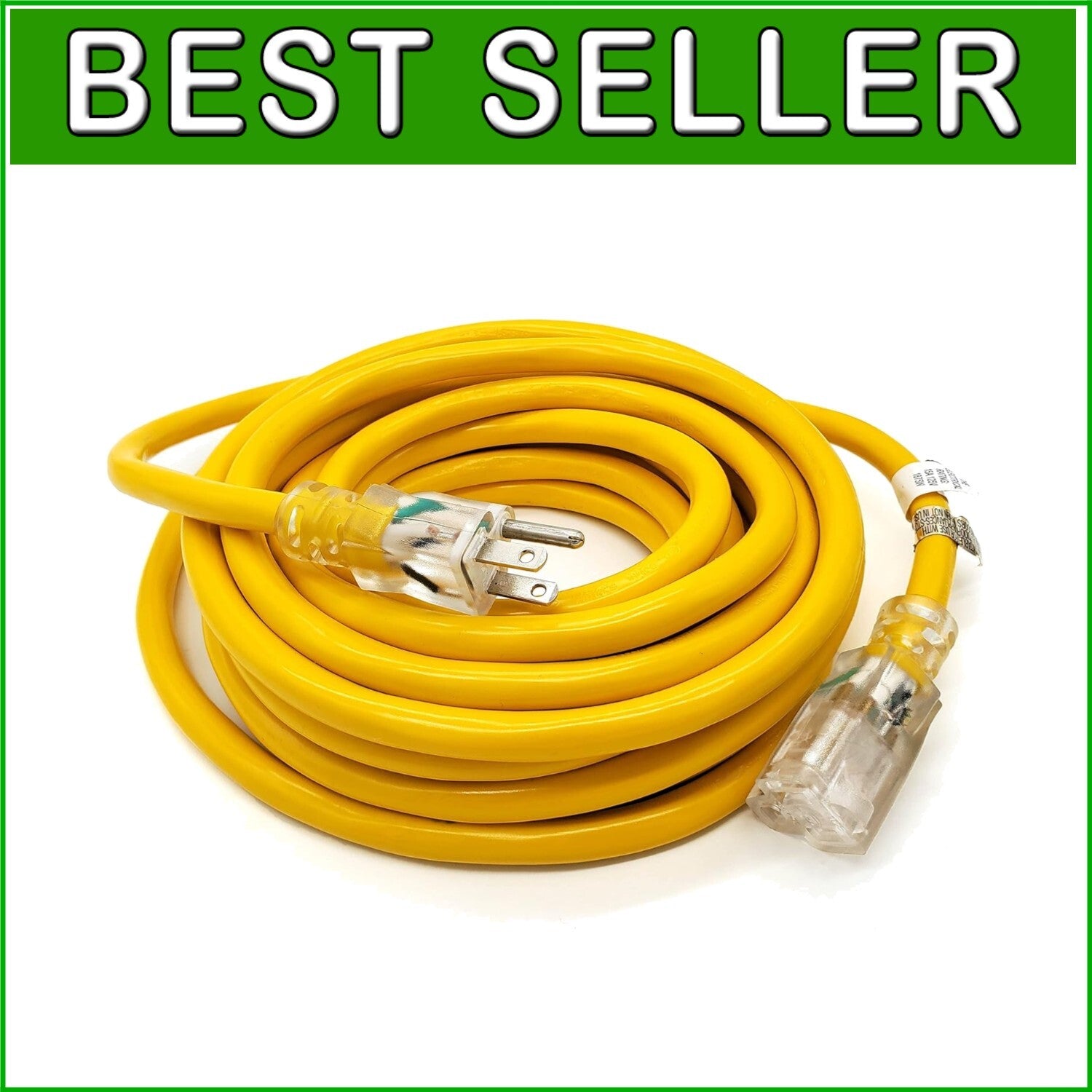 Heavy Duty 25 ft Extension Cord with Lighted End - Ideal for Appliances & Tools
