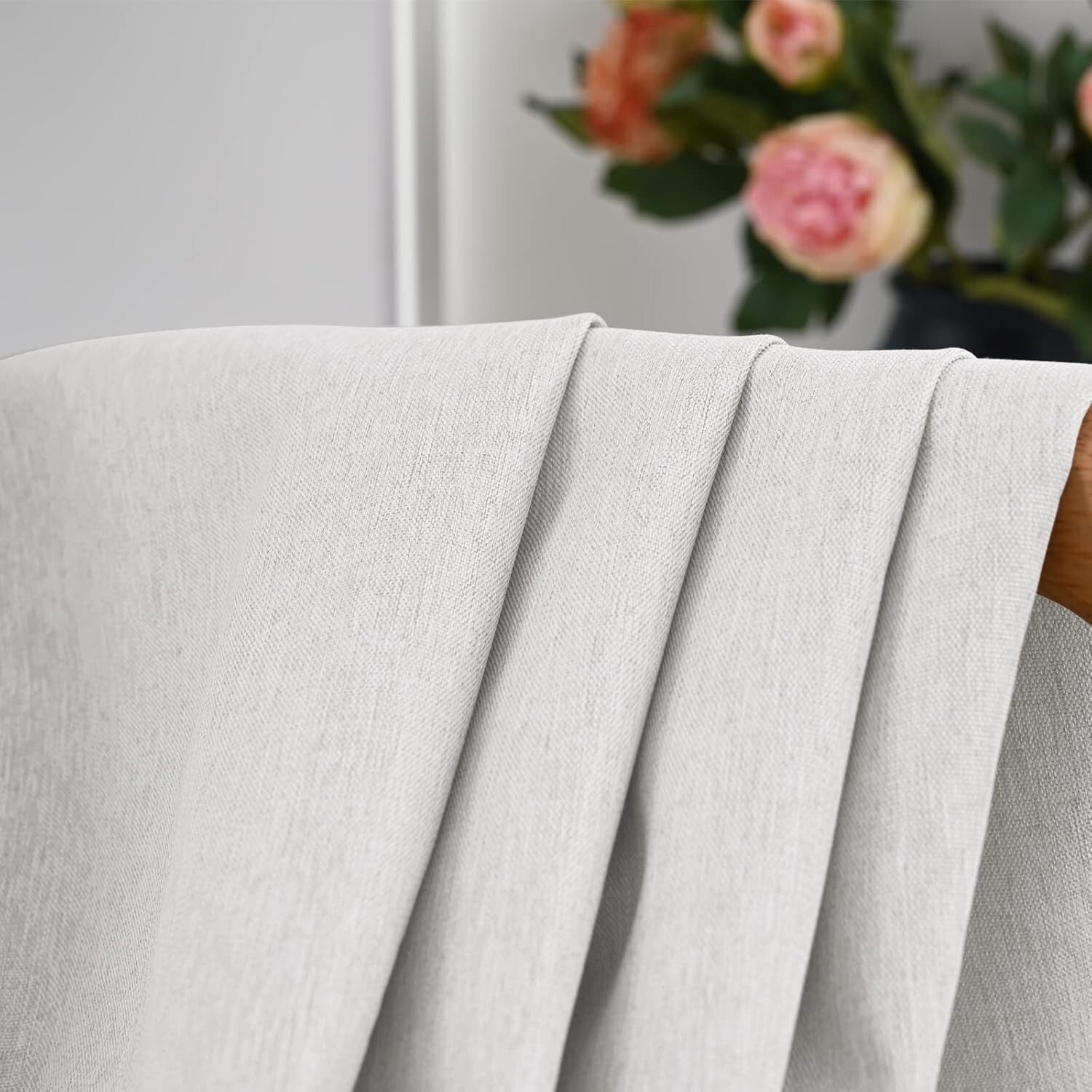 Thermal Insulated Off White Blackout Curtains - 2 Panels 45" Length Each