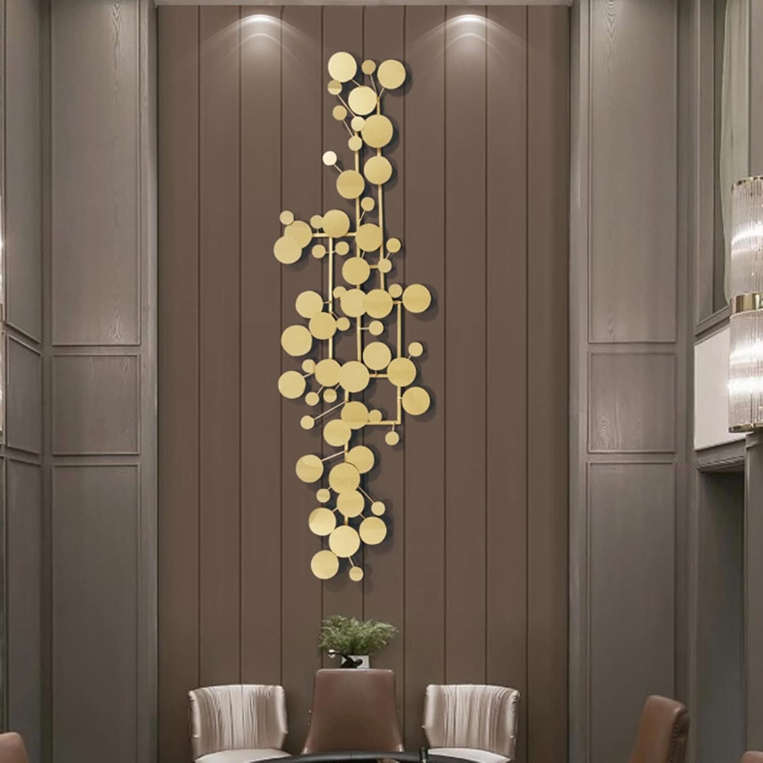 Elegant Large Gold Metal Wall Decor - Modern Geometric Design 59" x 19.6"