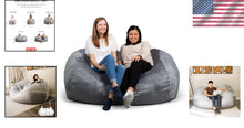 Load image into Gallery viewer, Spacious Fuf XXL Bean Bag in Gray with Removable Cover - Perfect for Relaxing