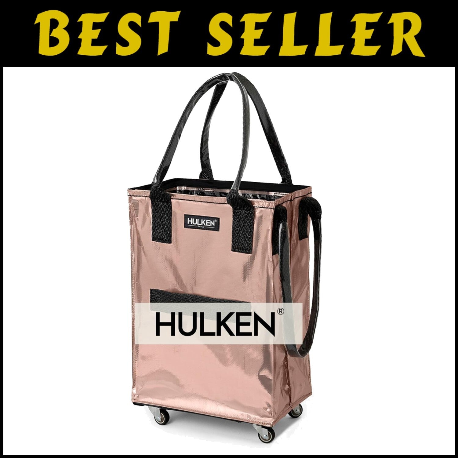 Durable Lightweight Rose Gold Shopping Trolley with Swivel Wheels & Zipper