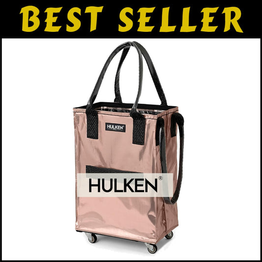 Durable Lightweight Rose Gold Shopping Trolley with Swivel Wheels & Zipper
