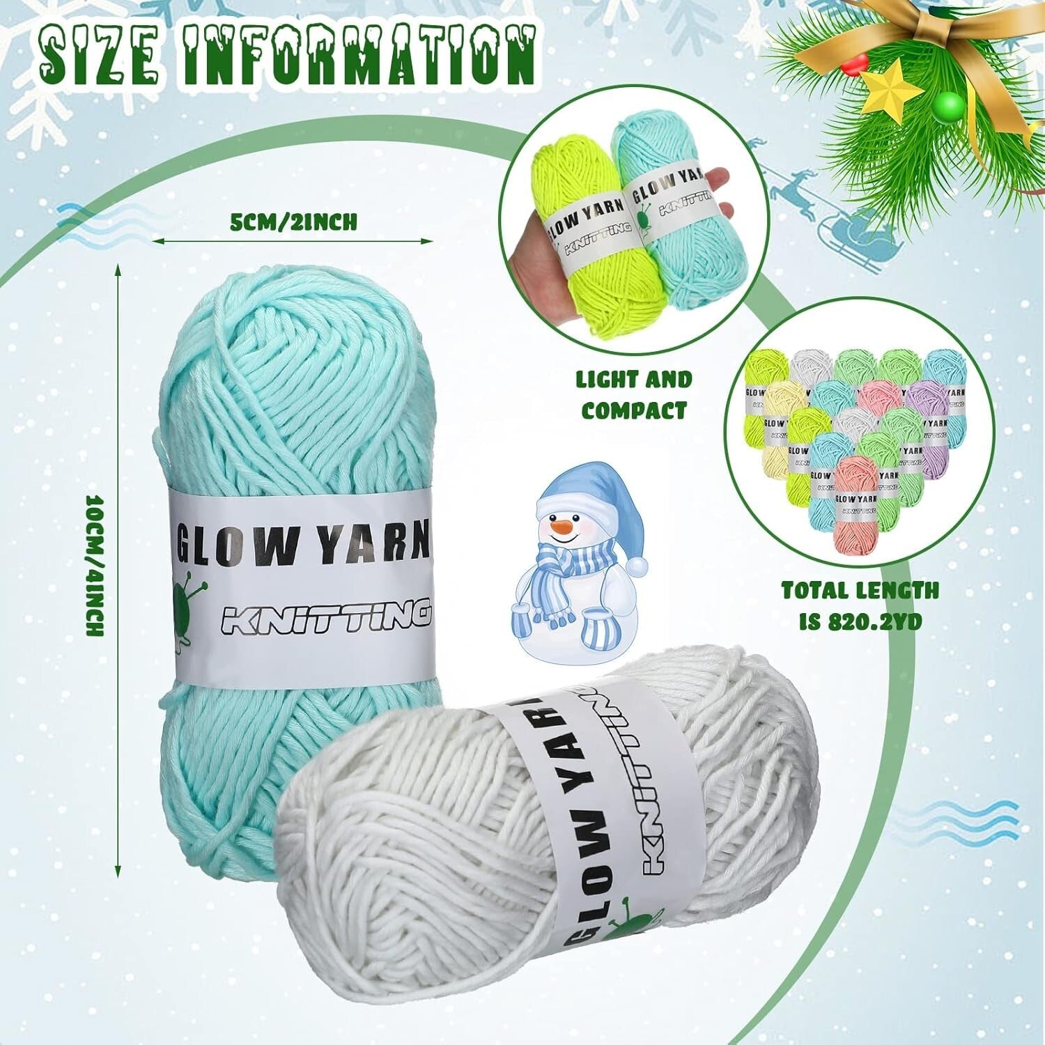 15-Pack Glow in The Dark Yarn Rolls - Perfect for Colorful DIY Crafts & Knitting