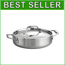 Load image into Gallery viewer, Versatile 3-Quart Stainless Steel Braiser with Lid - Oven-Safe &amp; Dishwasher-Safe