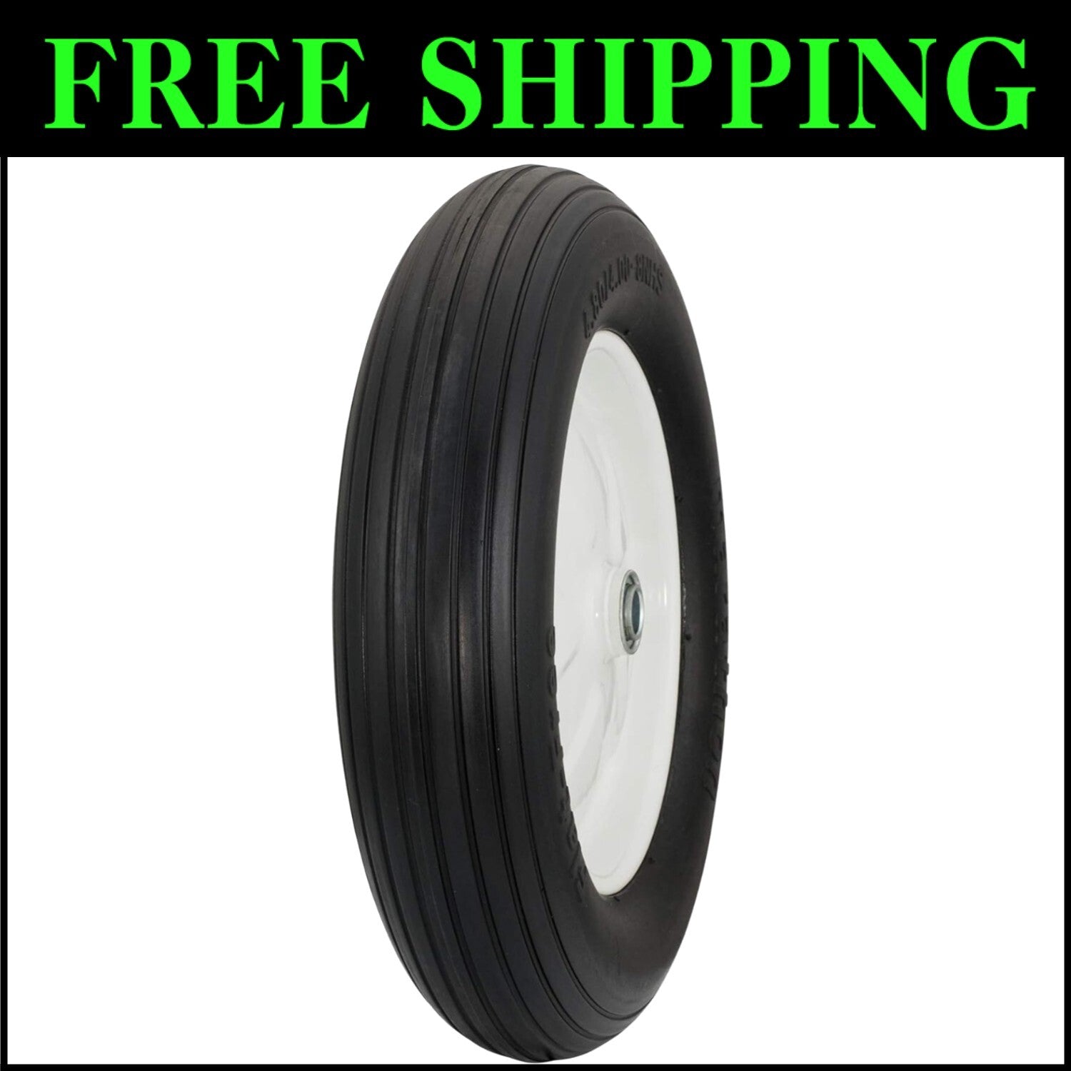 Durable Flat Free 4.80/4.00-8 Tire with Ribbed Tread for Heavy Loads