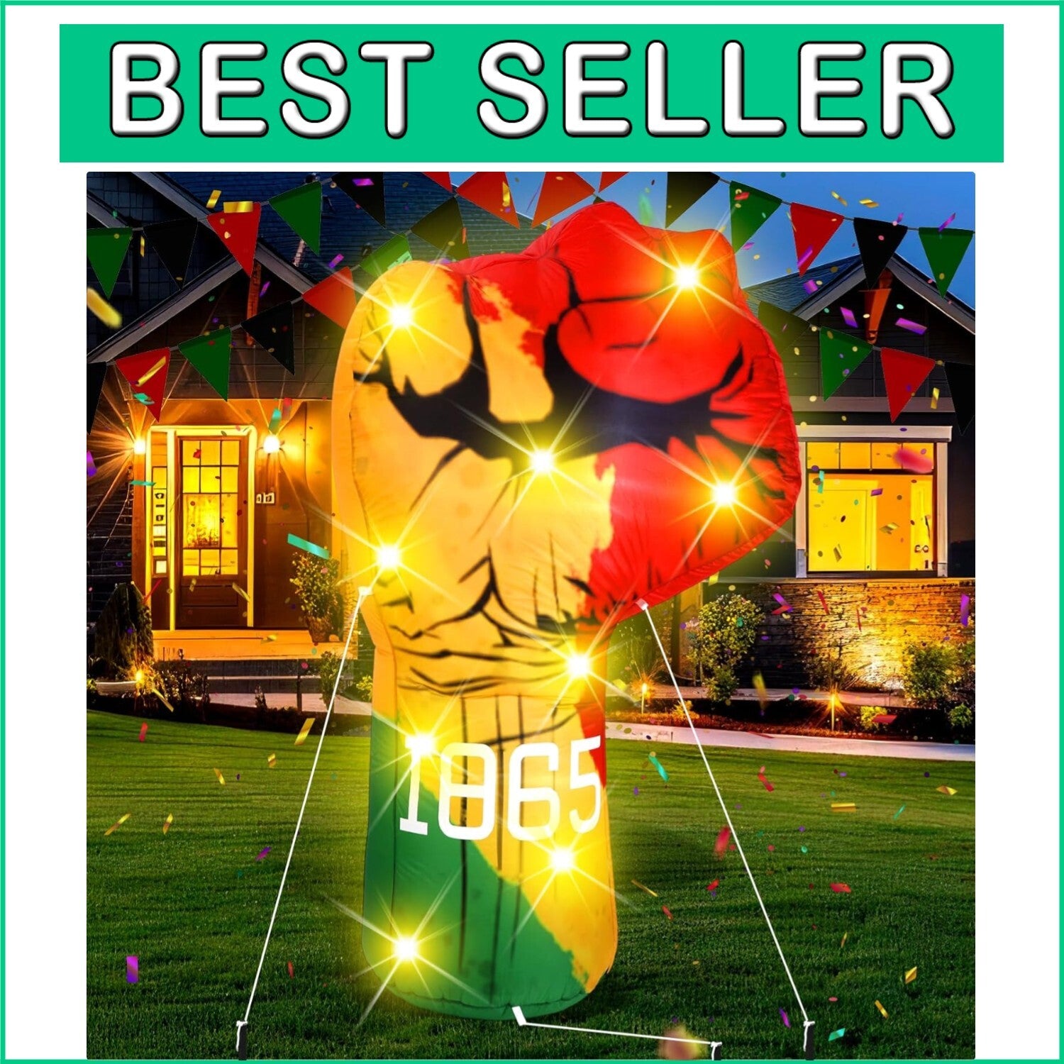 6ft LED Inflatable Freedom Fist Decoration - Perfect for Juneteenth Celebrations