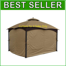 Load image into Gallery viewer, Elegant Beige Four-Side Gazebo Curtains with Zippered Entry for Outdoor Comfort