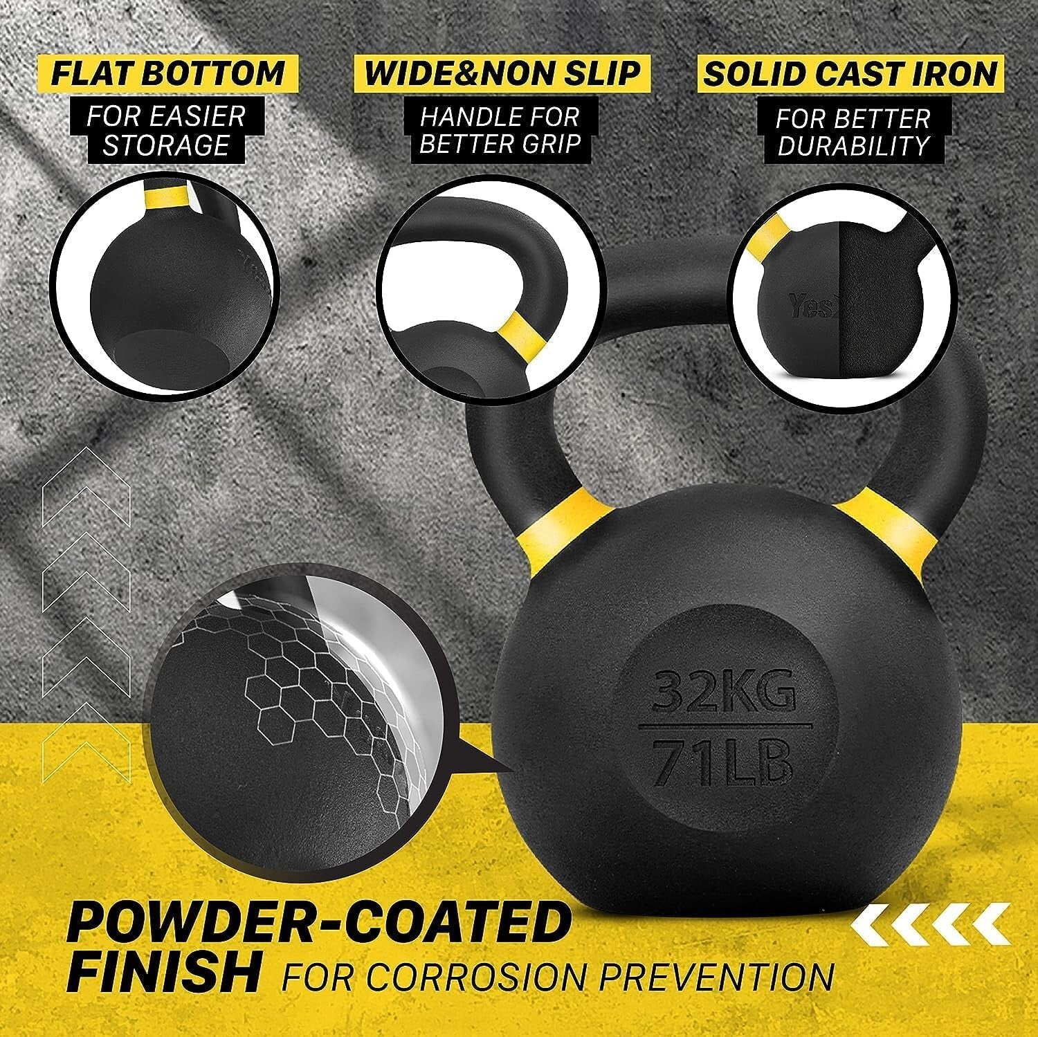 Heavy-Duty Kettlebell with Wide Handle for Strength and Endurance Training