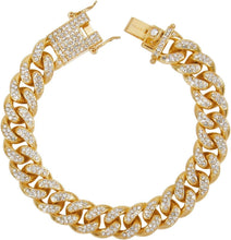 Load image into Gallery viewer, Iced Out Cuban Link Necklace and Bracelet Set - 18K Gold Plated for Men