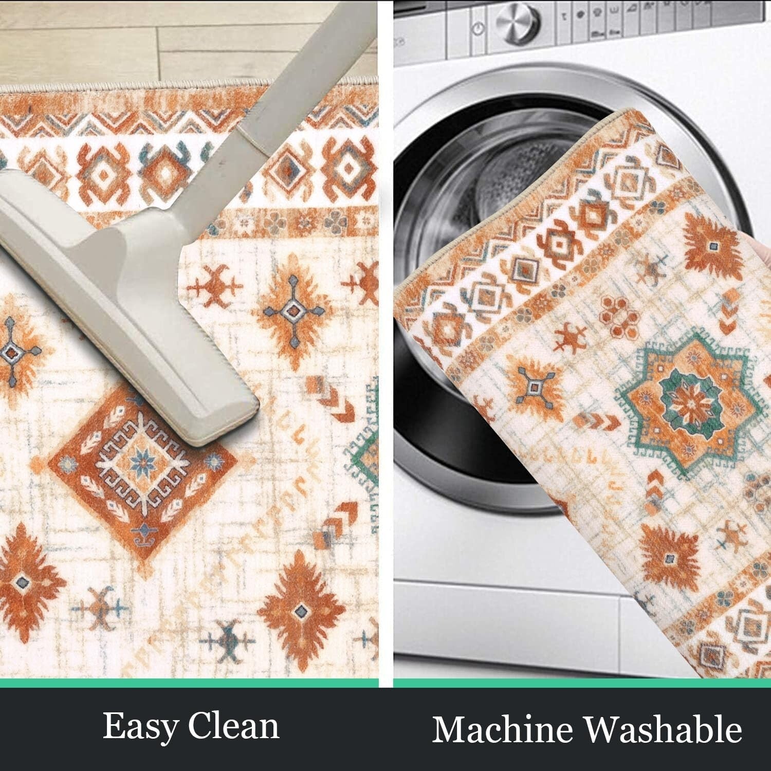 Durable & Washable 3-Piece Kitchen Rug Set with Runner - Elegant Floral Design