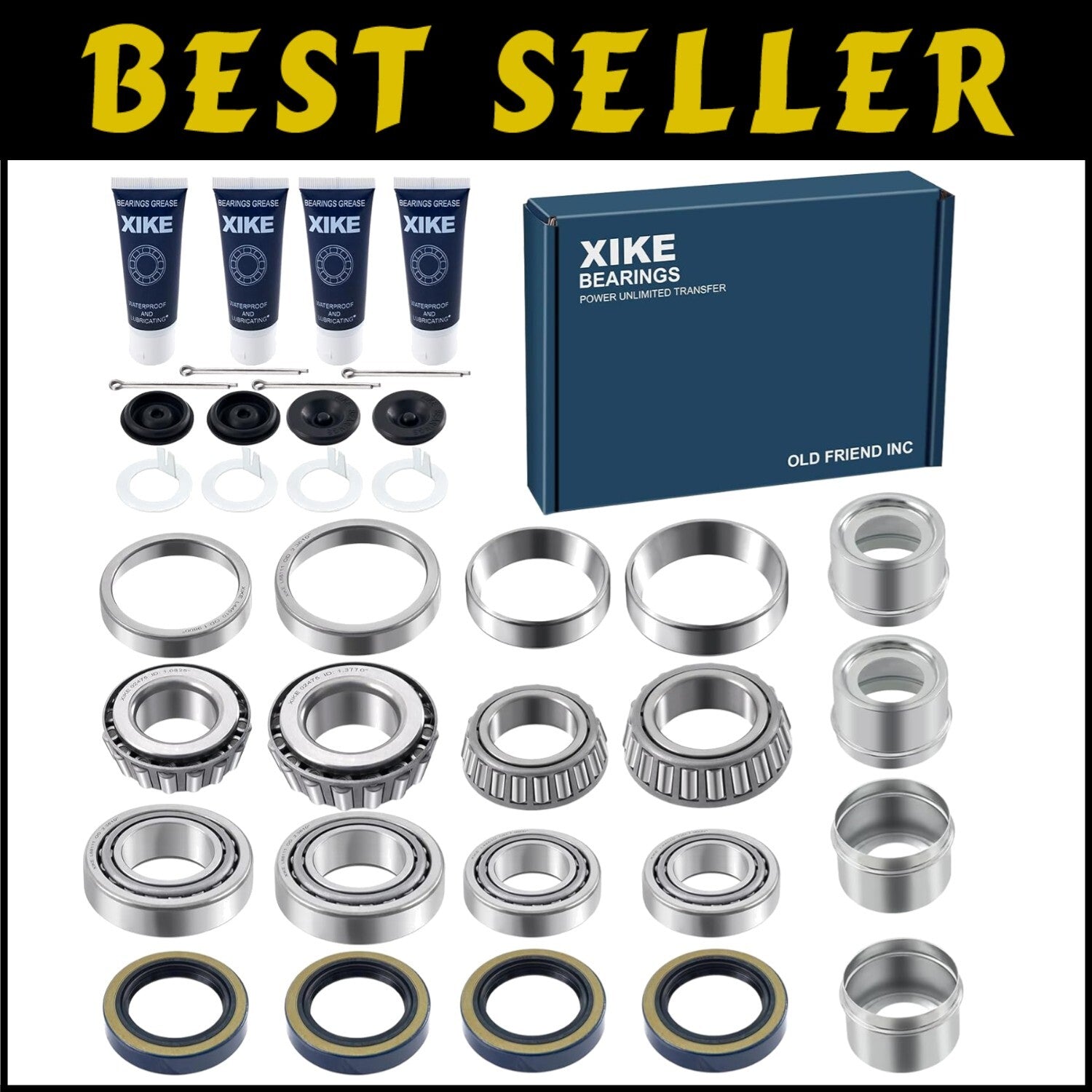 4-Piece Trailer Wheel Hub Kit Fits 3500 lbs Axles with High-Performance Bearings