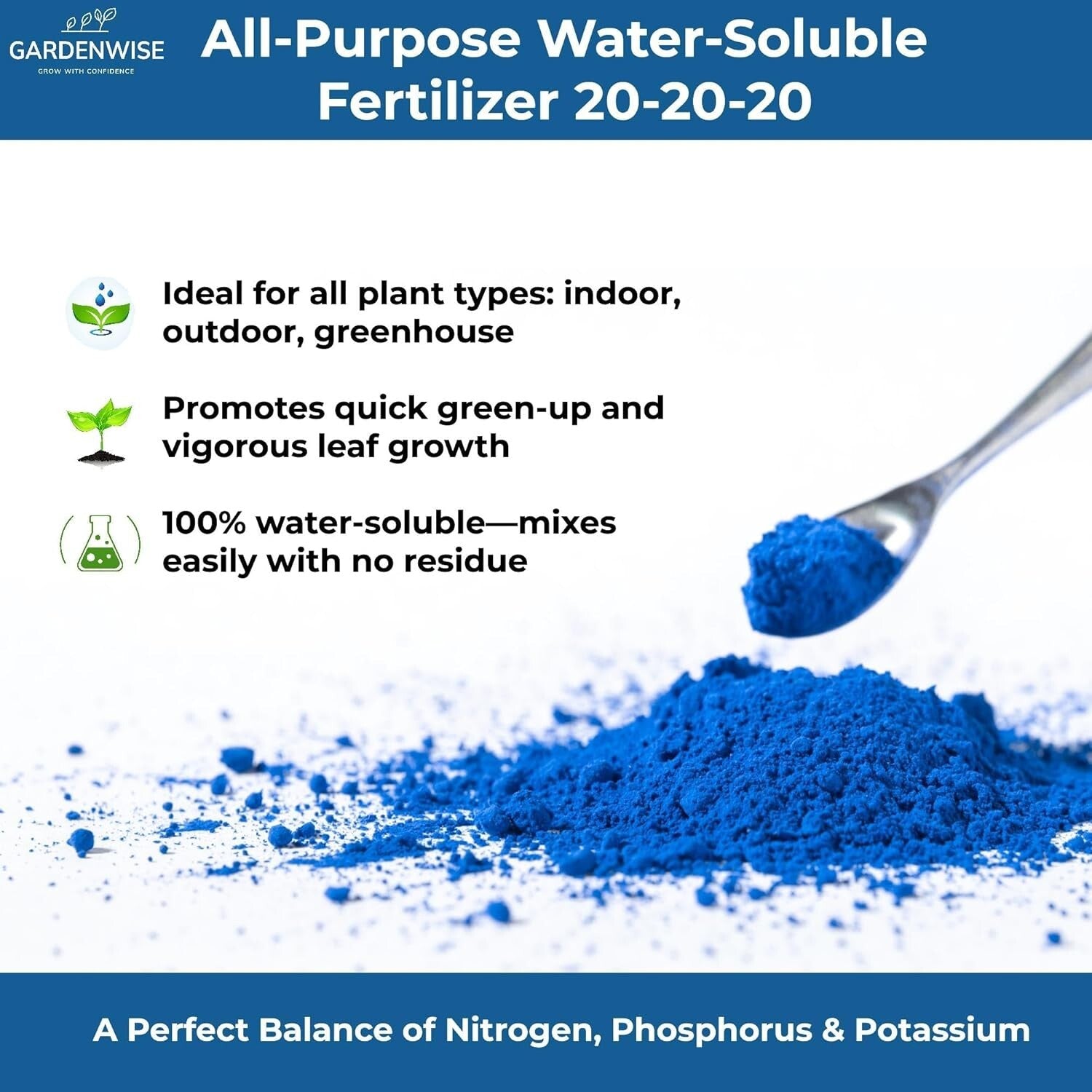 Universal 20-20-20 Water-Soluble Fertilizer - Ideal for All Plants, 4 Quarts